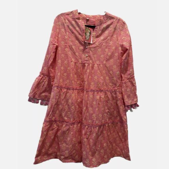 New With Tags $156 Block Print Dress Sz S Like Tuckernuck Oliphant Anthropologie - Picture 1 of 10